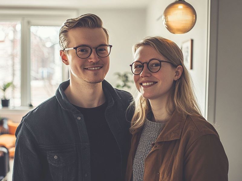 Ungt par med briller